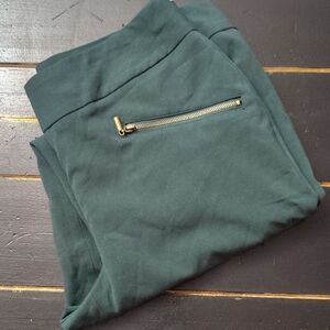 Women's Teal Pants with Gold Zipper Pockets